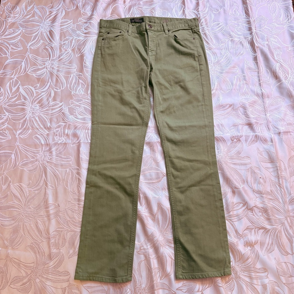 J. Crew Matchstick Jeans in Light Olive Green Straight Leg